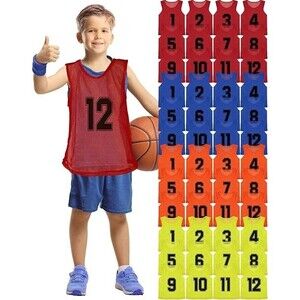 43 Pcs Youth Pinnies - Mesh Basketball/ Team sport Practice Jersey - Numbered...